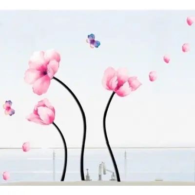 Sticker Fleurs de Pêche rose