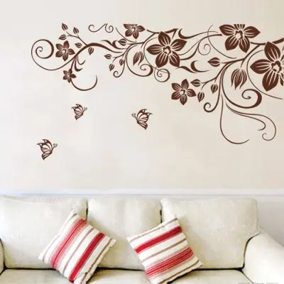 Sticker Fleurs de Vigne marron