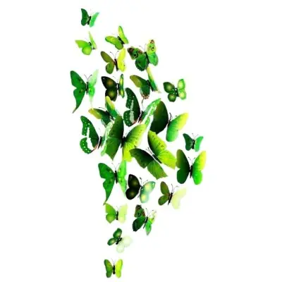 Stickers 12 Papillons Verts 3D