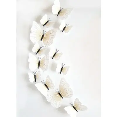 Stickers 12 Papillons Blancs 3D