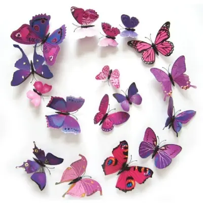 Stickers 12 Papillons Violets 3D