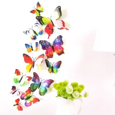 Stickers 12 Doubles Papillons multicolores 3D