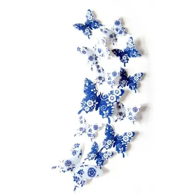 Stickers 12 Papillons à Fleurs Transparents 3D