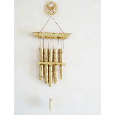 Carillon Papillon Bambou beige 6 Branches