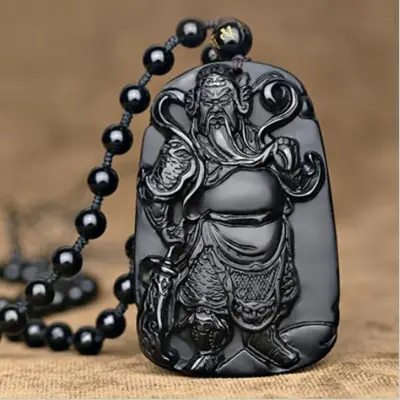 Suspension Guan Gong de la Justice en Obsidienne noire
