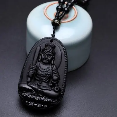 Suspension Déesse Guan Yin en Obsidienne noire