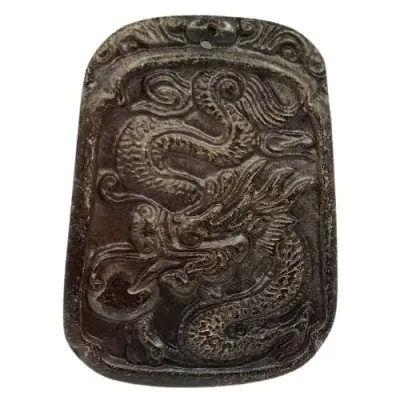 Suspension Pendentif Dragon de la Santé en Jade brun