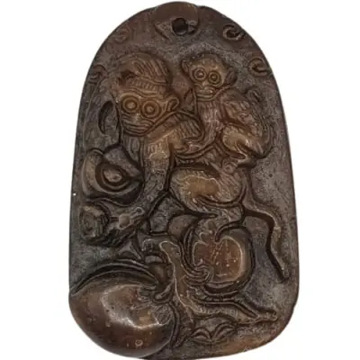 Suspension Pendentif Singe Charmeur en Jade brun
