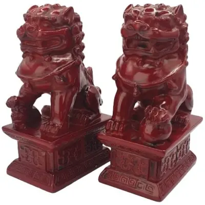 Grandes Statues Fu Dogs rouges