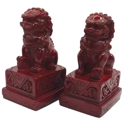 Statues Fu Dogs rouges