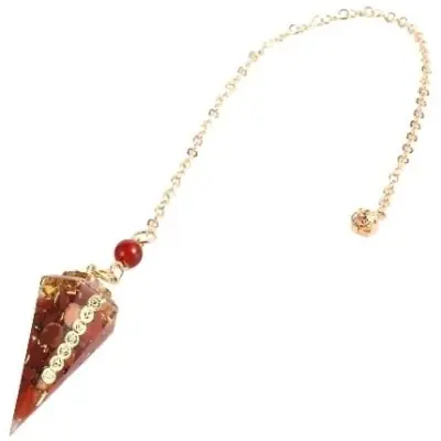 Pendule Orgonite des 7 Chakras, Jaspe rouge