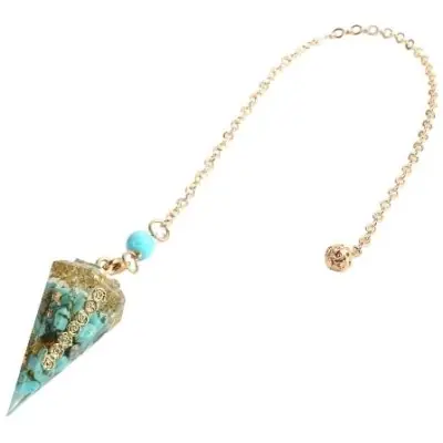 Pendule Orgonite des 7 Chakras, Turquoise