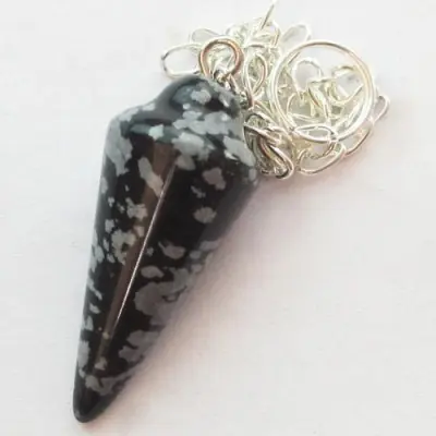 Pendule en Obsidienne Flocons de neige