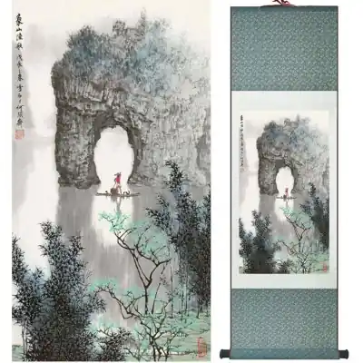 Kakemono Pêcheur près de la Falaise