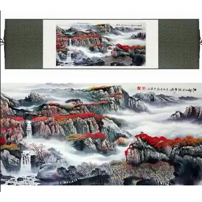 Kakemono Paysage Cascade rouge