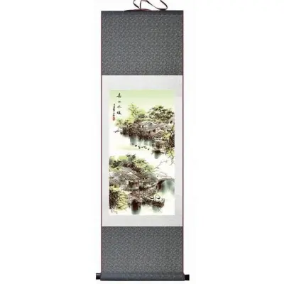 Kakemono Maisons Asiatiques au bord de la Rivière