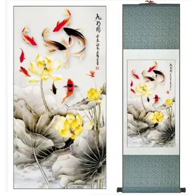 Grand Kakemono Carpes Koi rouge