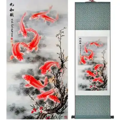 Kakemono Poissons Carpes orange