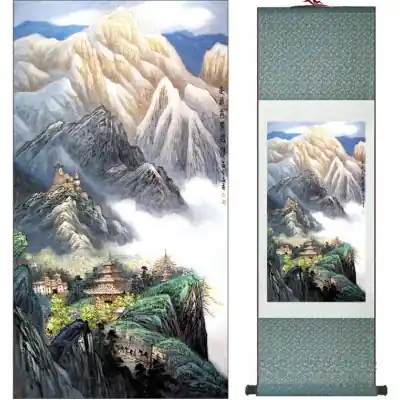 Kakemono Temple dans la Montagne