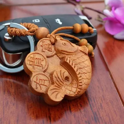 Porte Clés Poisson Carpe et Calligraphie