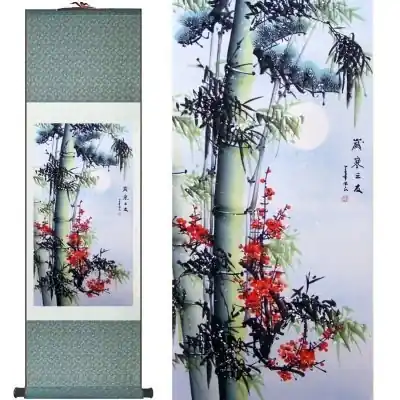 Kakemono Bambous et Cerisiers Printaniers