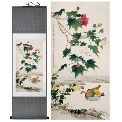 Kakemono Canard Mandarins Fleuris