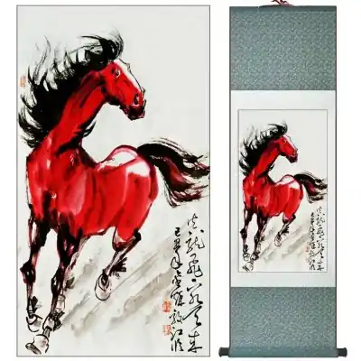 Grand Kakemono Cheval rouge au Galop
