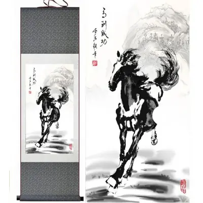 Kakemono Cheval noir Galopant