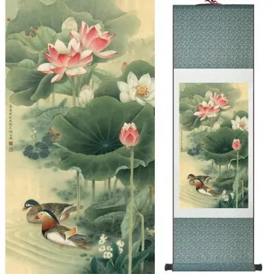 Kakemono Couple de Canards Mandarins