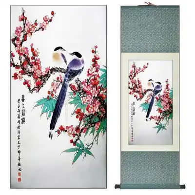 Kakemono Couple d’Oiseaux sur Cerisier en Fleurs