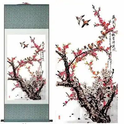 Kakemono Oiseaux sur Cerisier en Fleurs