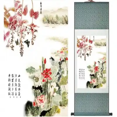 Kakemono Fleurs de Lotus et Fleurs d’Orchidées Sauvages