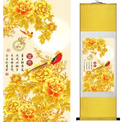 Kakemono Fleurs de Pivoines aux Faisans
