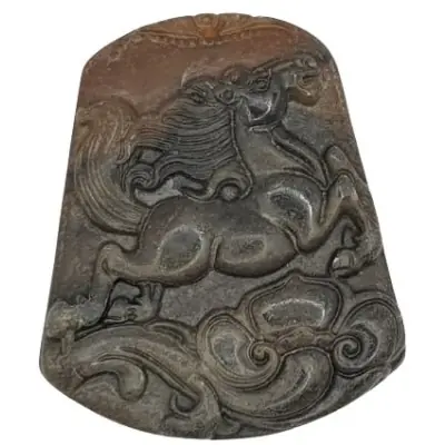Suspension Pendentif Cheval au Galop en Jade brun
