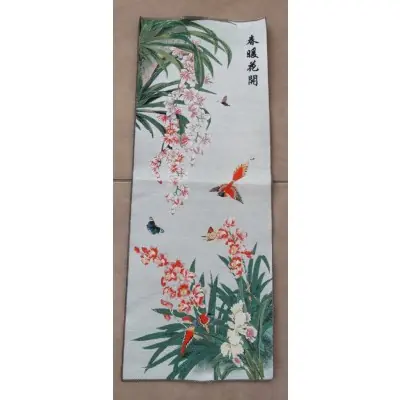 Tangka Tapisserie Fleurs d’orchidées Sauvages