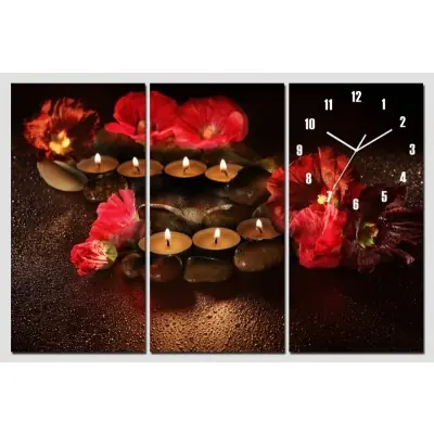 Horloge Murale Fleurs d’Hibiscus aux Bougies