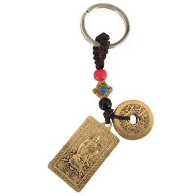 Porte Clés 5 Pièces de l’Empereur, Dieu de la Richesse Calligraphie