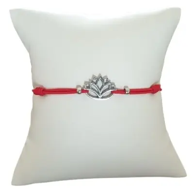 Bracelet rouge Lotus argenté