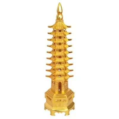 Pagode Wen Chang bronze dorée 18cm