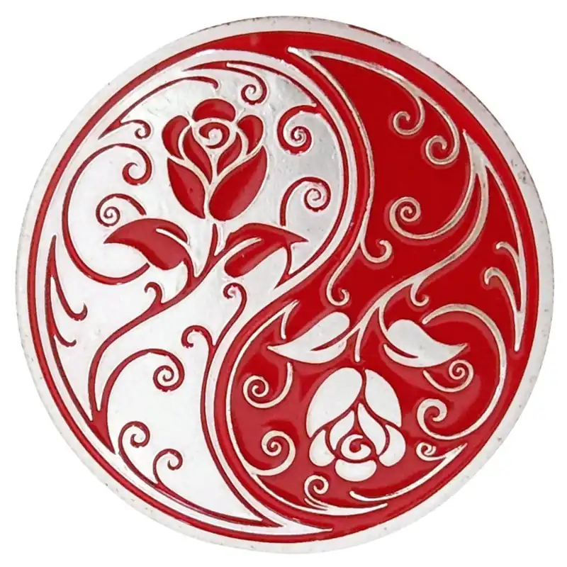 Amulette Yin Yang argentée et Animaux Célestes