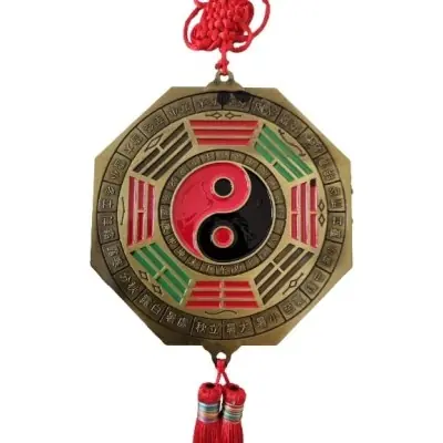 Grande Suspension Miroir Plat Yin Yang Bagua