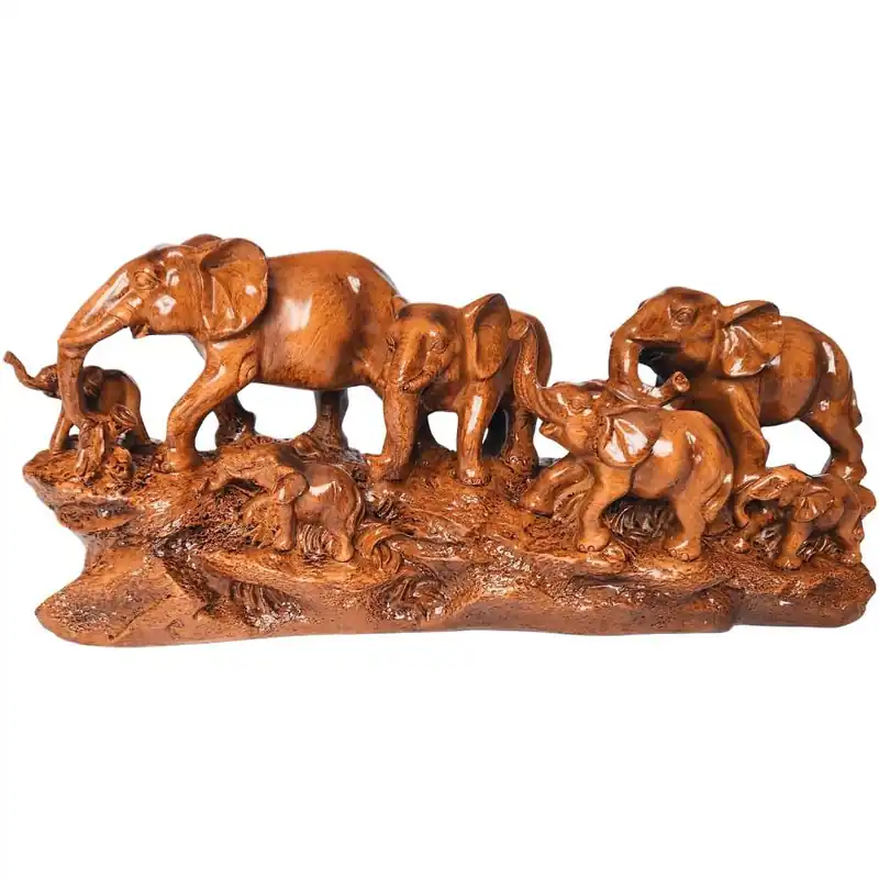 Grande Statue Famille Eléphants