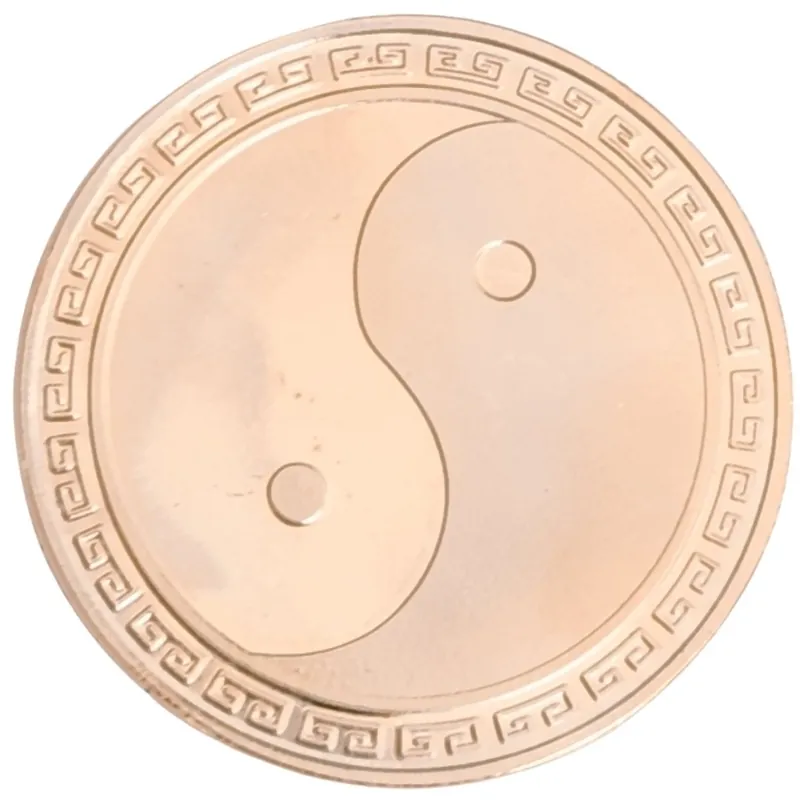 Amulette Yin Yang dorée et Dragon, Phénix