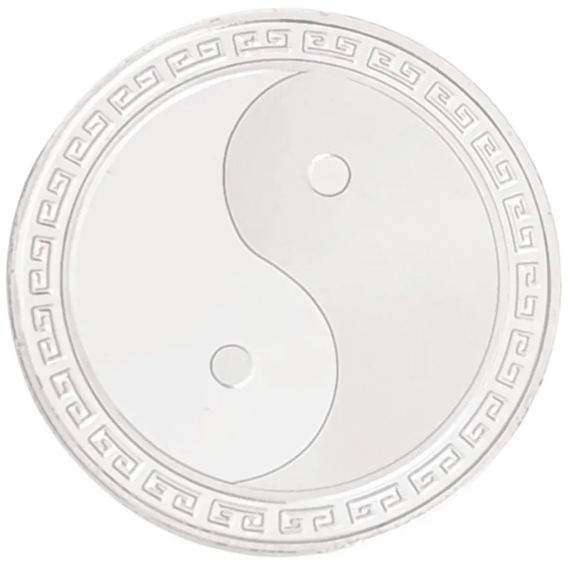 Amulette Yin Yang argentée et Dragon, Phénix