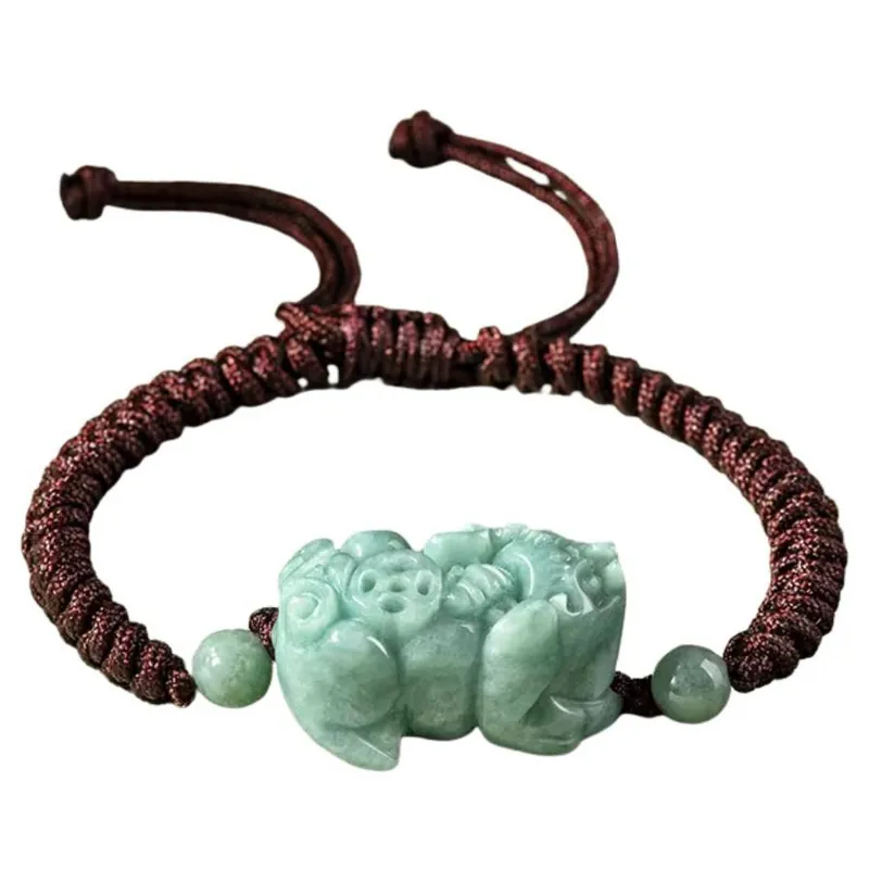 Bracelet marron Pi Yao en Jade vert