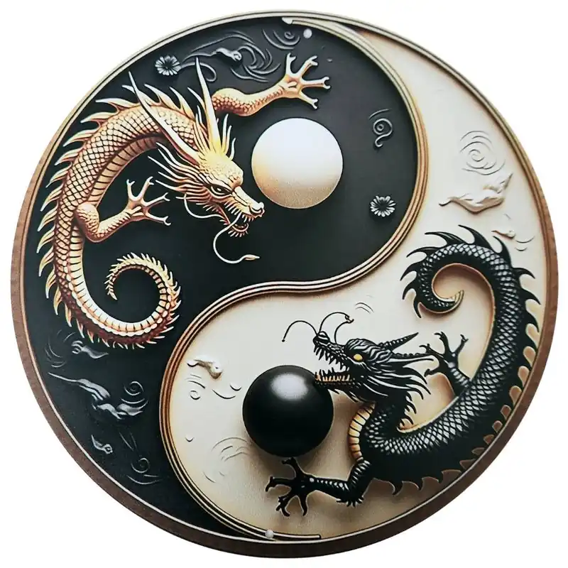 Plaque Décorative Yin Yang aux Dragons