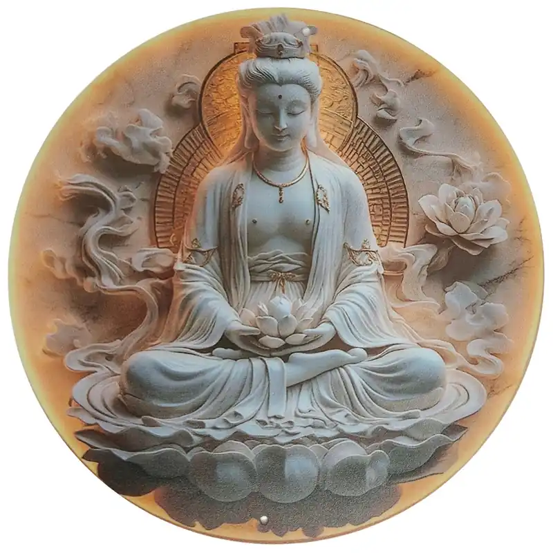 Plaque Décorative Guan Yin au Lotus