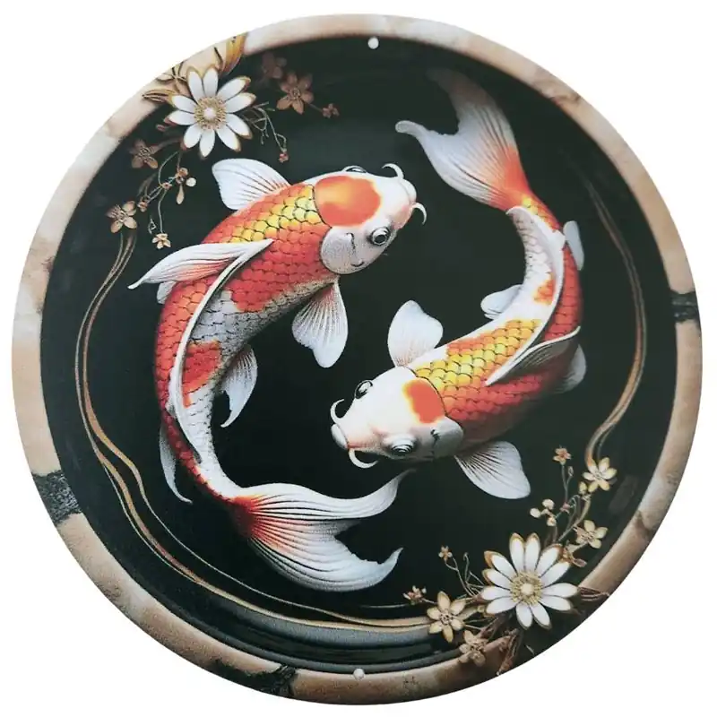 Plaque Décorative Double Poissons Carpes
