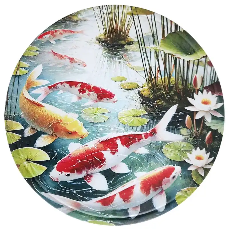 Plaque Décorative Poissons Carpes aux Nénuphars