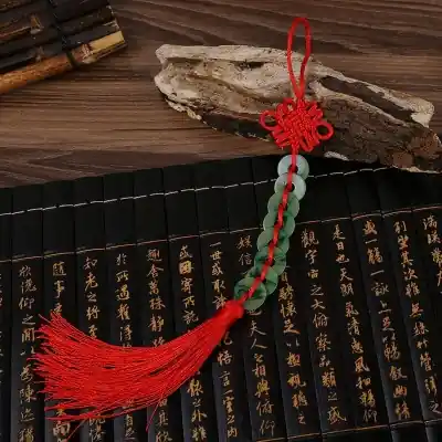 Suspension 8 Pièces de monnaie en Jade vert